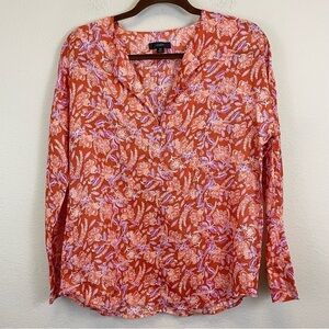 J. Crew Floral Long Sleeve Top in Painted‎ Block Print XS